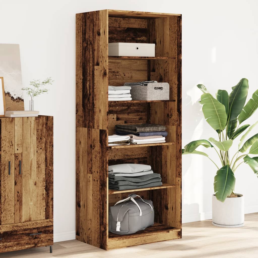 vidaXL Wardrobe Old Wood 80x50x200 cm Engineered Wood - Brown - 65786