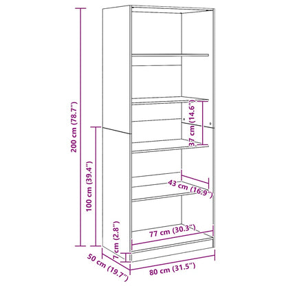 vidaXL Wardrobe Artisian Oak 80x50x200 cm Engineered Wood - Brown - 65790
