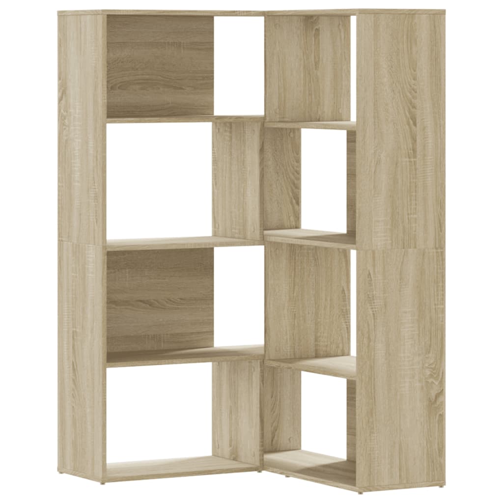 vidaXL Corner Bookcase 4-Tier Sonoma Oak 85x85x140 cm Engineered Wood - Brown
