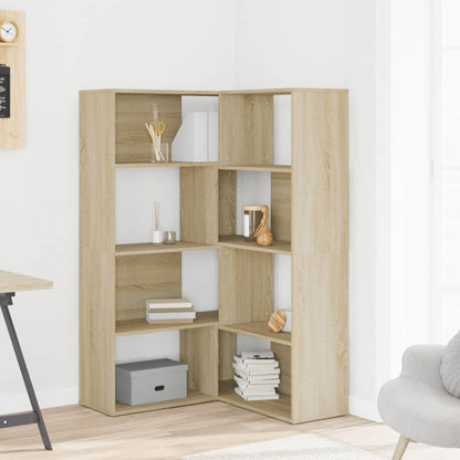 vidaXL Corner Bookcase 4-Tier Sonoma Oak 85x85x140 cm Engineered Wood - Brown