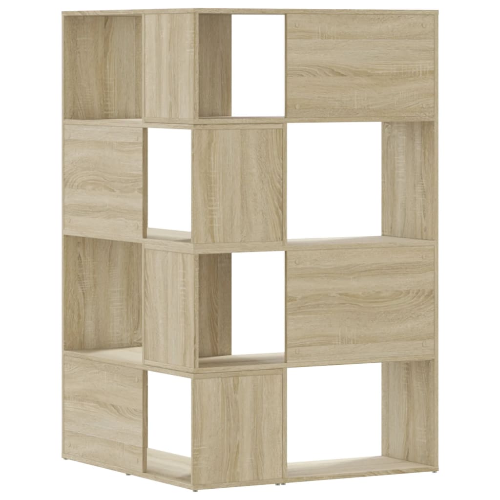 vidaXL Corner Bookcase 4-Tier Sonoma Oak 85x85x140 cm Engineered Wood - Brown