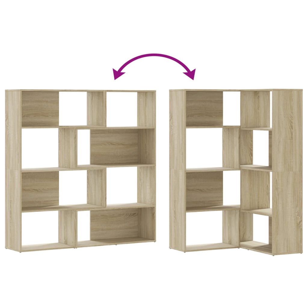 vidaXL Corner Bookcase 4-Tier Sonoma Oak 85x85x140 cm Engineered Wood - Brown