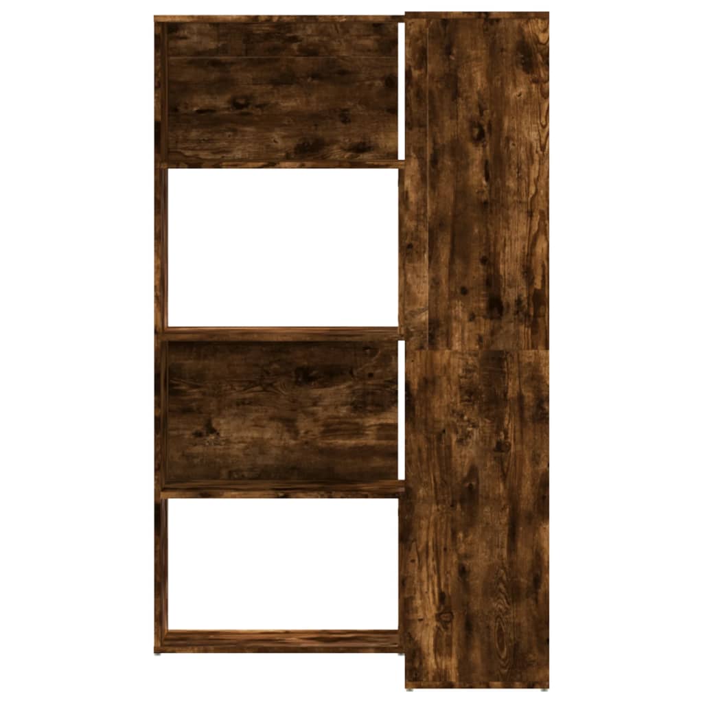 vidaXL Corner Bookcase 4-Tier Smoked Oak 85x85x140 cm Engineered Wood - Brown