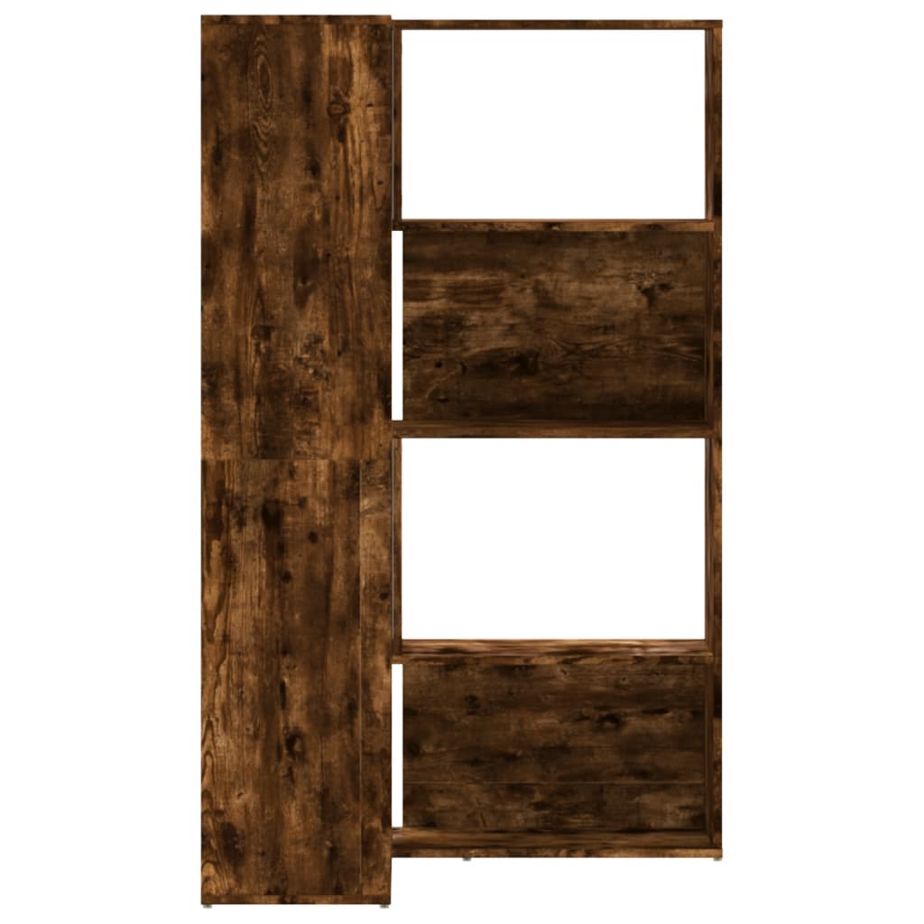 vidaXL Corner Bookcase 4-Tier Smoked Oak 85x85x140 cm Engineered Wood - Brown