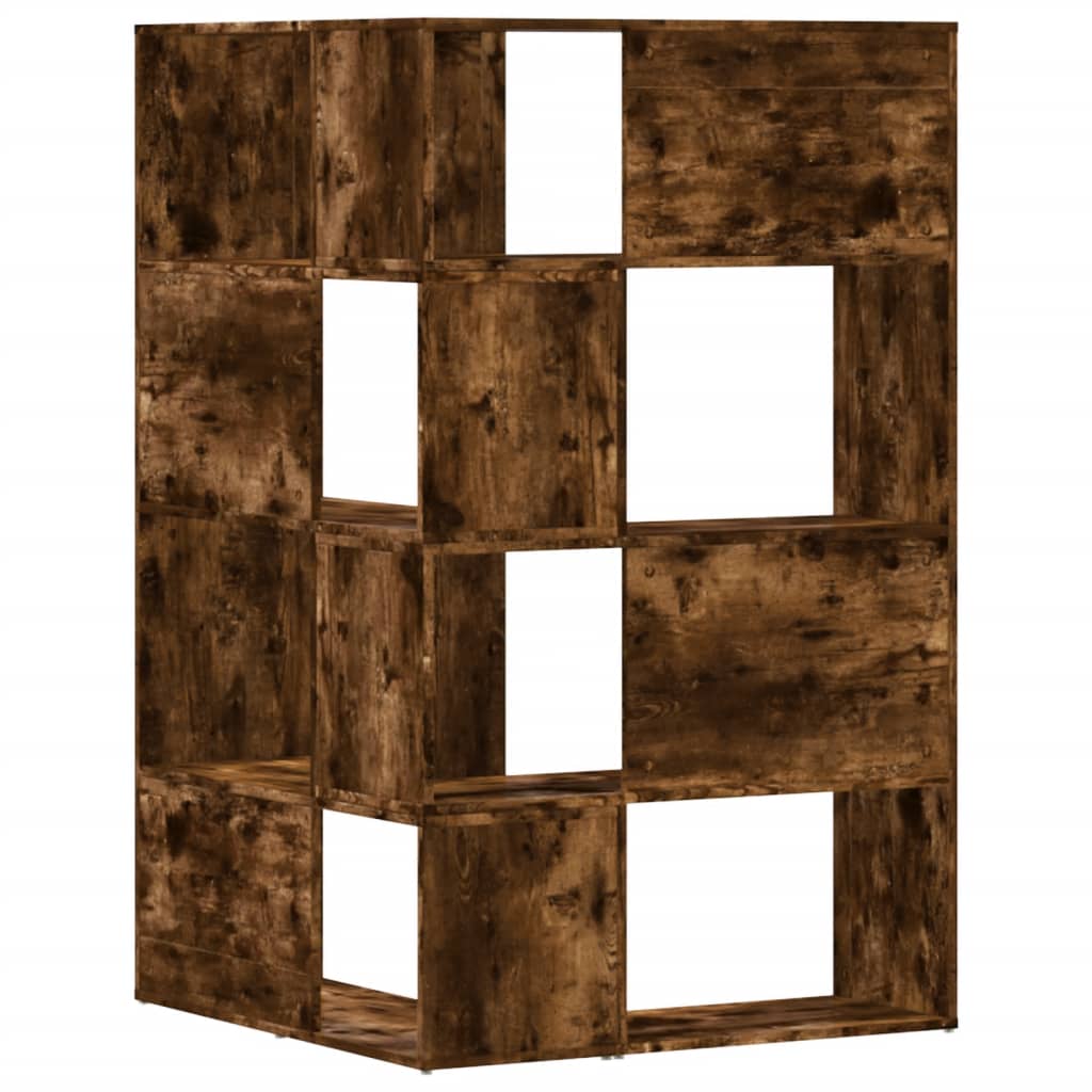 vidaXL Corner Bookcase 4-Tier Smoked Oak 85x85x140 cm Engineered Wood - Brown