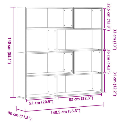 vidaXL Corner Bookcase 4-Tier Smoked Oak 85x85x140 cm Engineered Wood - Brown