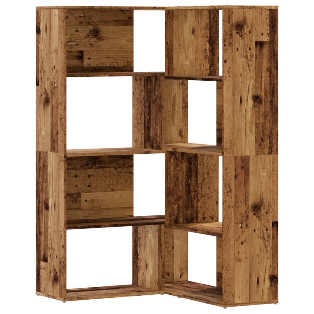 vidaXL Corner Bookcase 4-Tier Old Wood 85x85x140 cm Engineered Wood - Brown