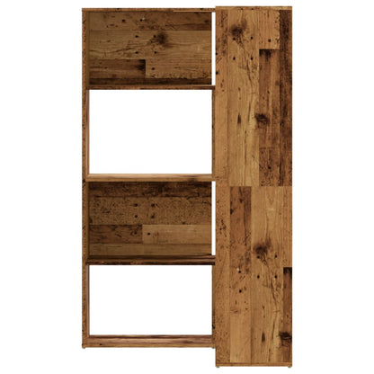 vidaXL Corner Bookcase 4-Tier Old Wood 85x85x140 cm Engineered Wood - Brown