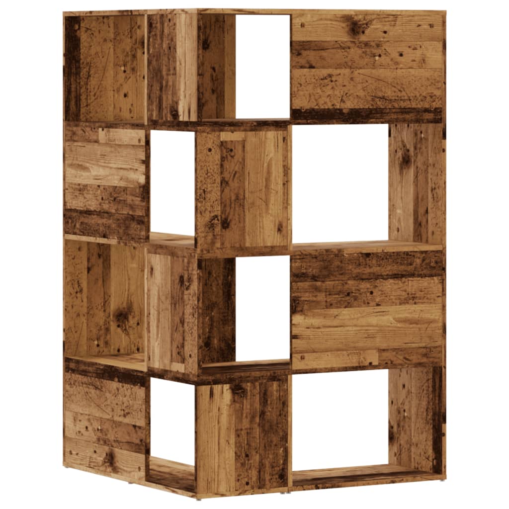 vidaXL Corner Bookcase 4-Tier Old Wood 85x85x140 cm Engineered Wood - Brown