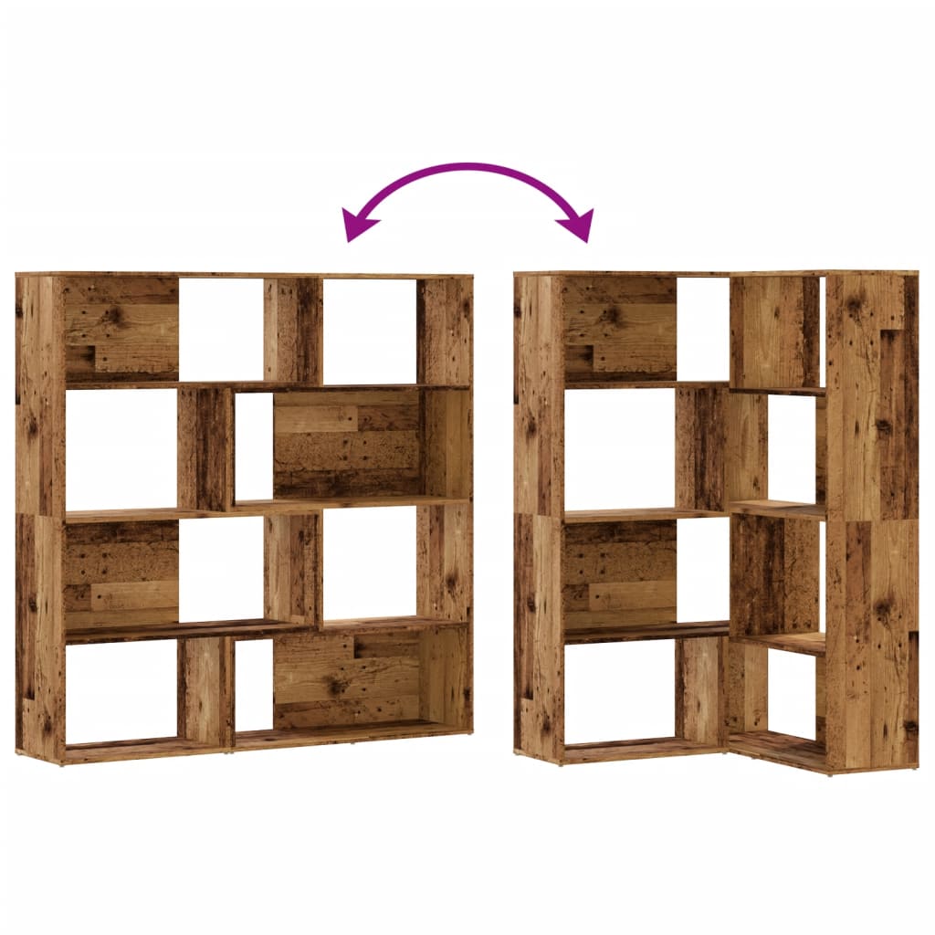 vidaXL Corner Bookcase 4-Tier Old Wood 85x85x140 cm Engineered Wood - Brown
