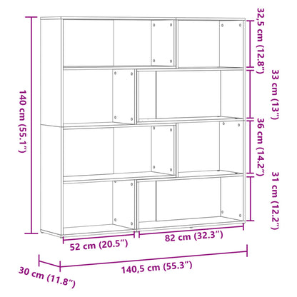 vidaXL Corner Bookcase 4-Tier Old Wood 85x85x140 cm Engineered Wood - Brown