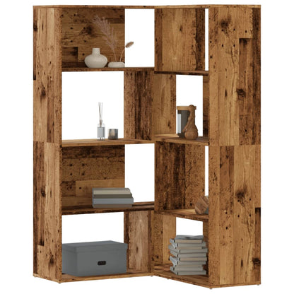 vidaXL Corner Bookcase 4-Tier Old Wood 85x85x140 cm Engineered Wood - Brown