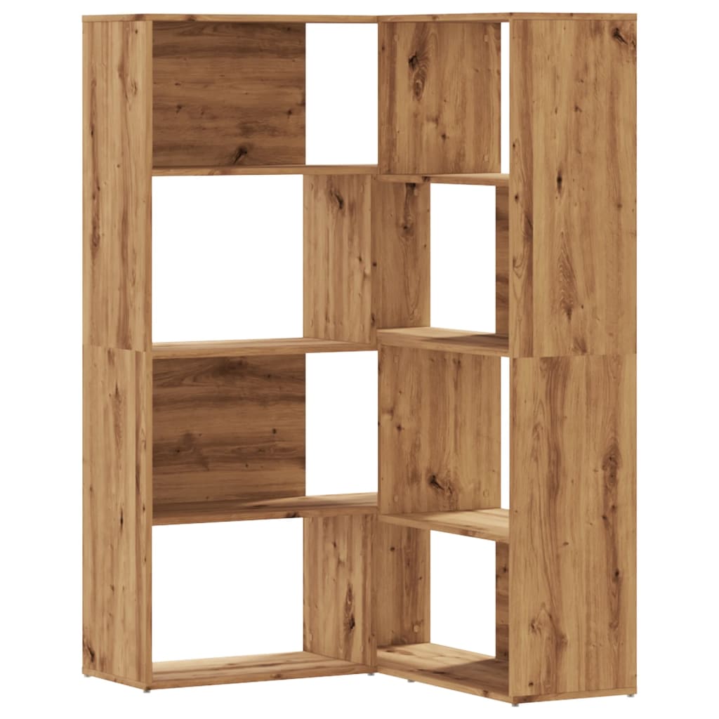 vidaXL Corner Bookcase 4-Tier Artisian Oak 85x85x140 cm Engineered Wood - Brown