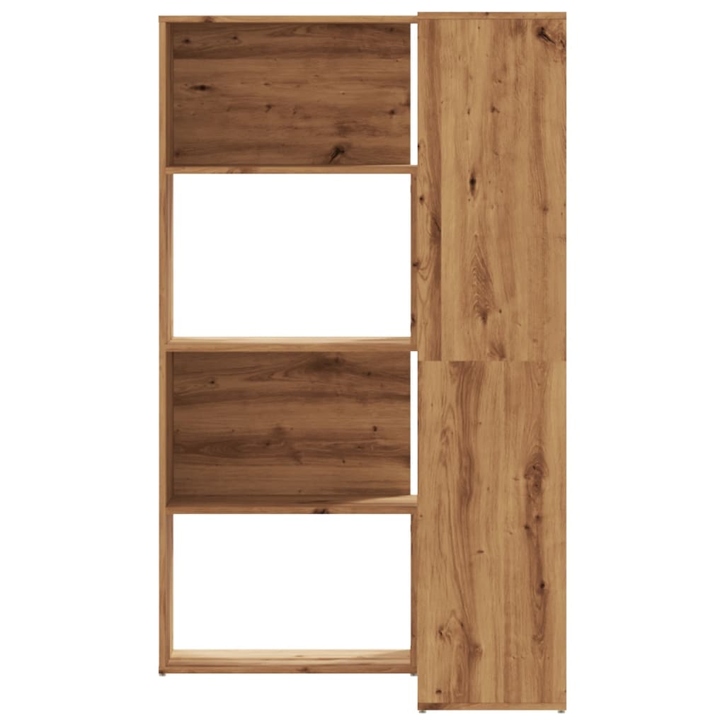 vidaXL Corner Bookcase 4-Tier Artisian Oak 85x85x140 cm Engineered Wood - Brown