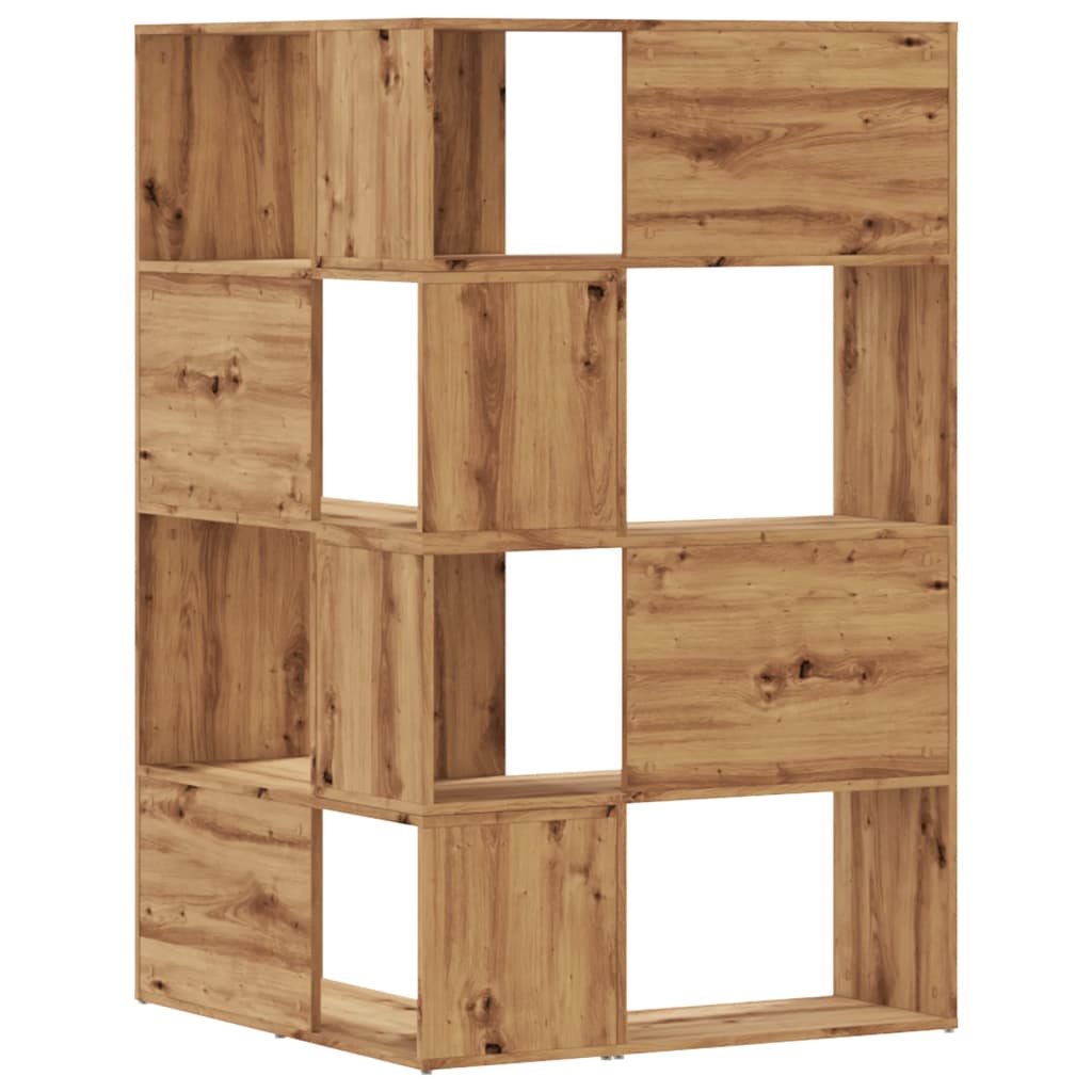 vidaXL Corner Bookcase 4-Tier Artisian Oak 85x85x140 cm Engineered Wood - Brown