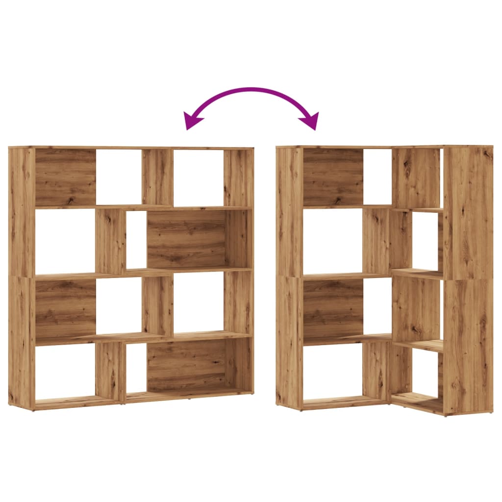 vidaXL Corner Bookcase 4-Tier Artisian Oak 85x85x140 cm Engineered Wood - Brown