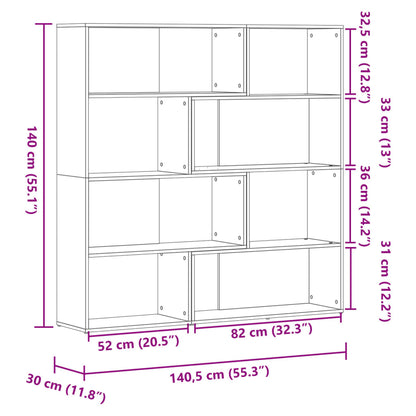 vidaXL Corner Bookcase 4-Tier Artisian Oak 85x85x140 cm Engineered Wood - Brown