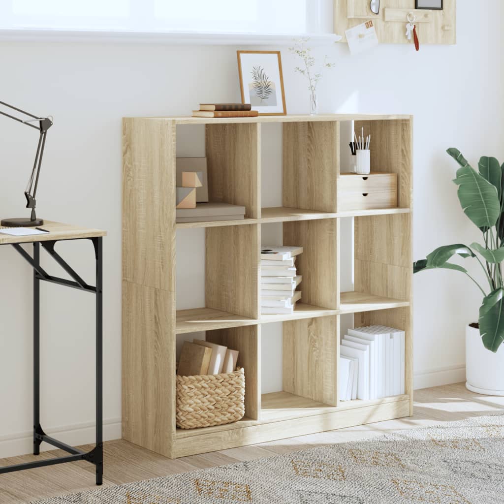 vidaXL Bookcase Sonoma Oak 102x32x108 cm Engineered Wood - Brown