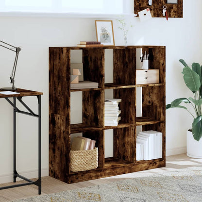 vidaXL Bookcase Smoked Oak 102x32x108 cm Engineered Wood - Brown