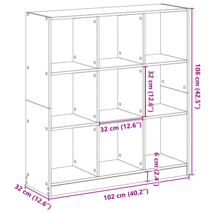 vidaXL Bookcase Artisian Oak 102x32x108 cm Engineered Wood - Brown