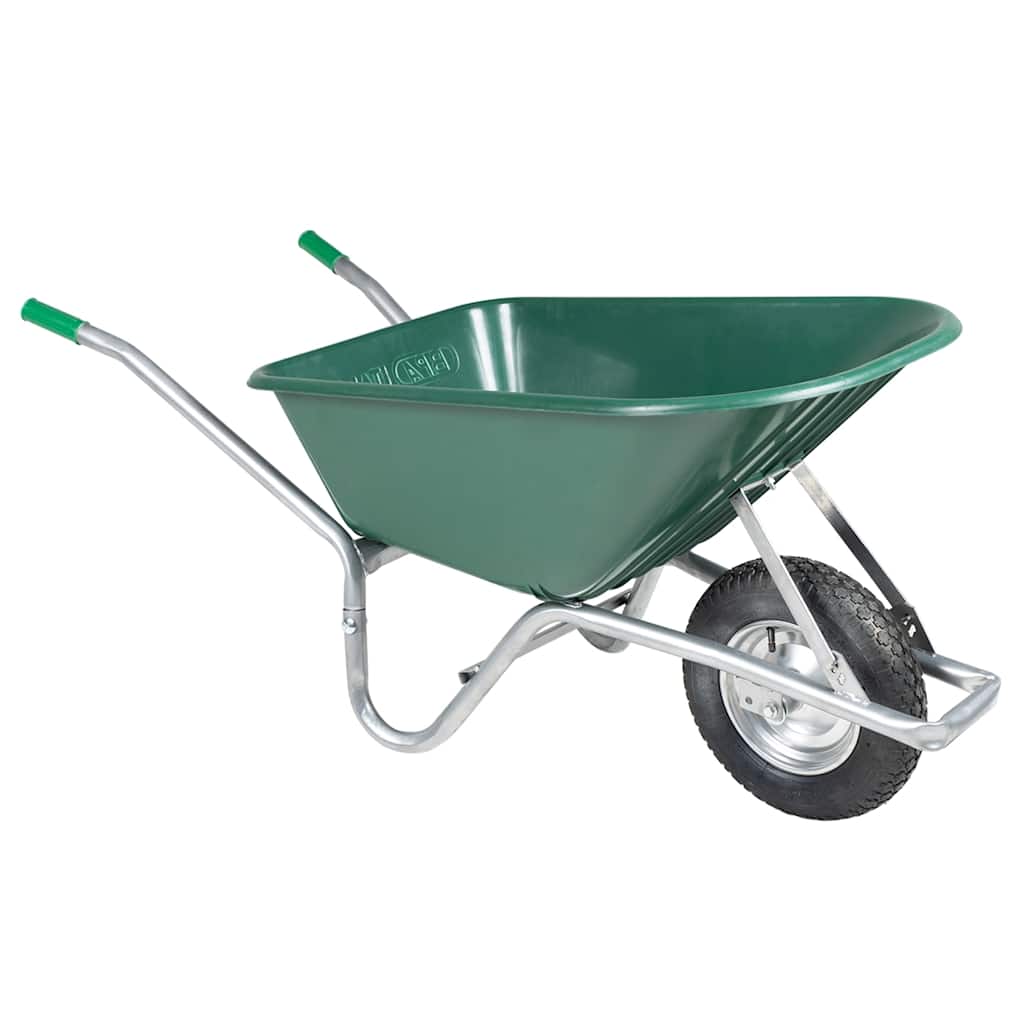 vidaXL Wheelbarrow Green 90 L 150 kg Galvanised Steel and Plastic - Brown