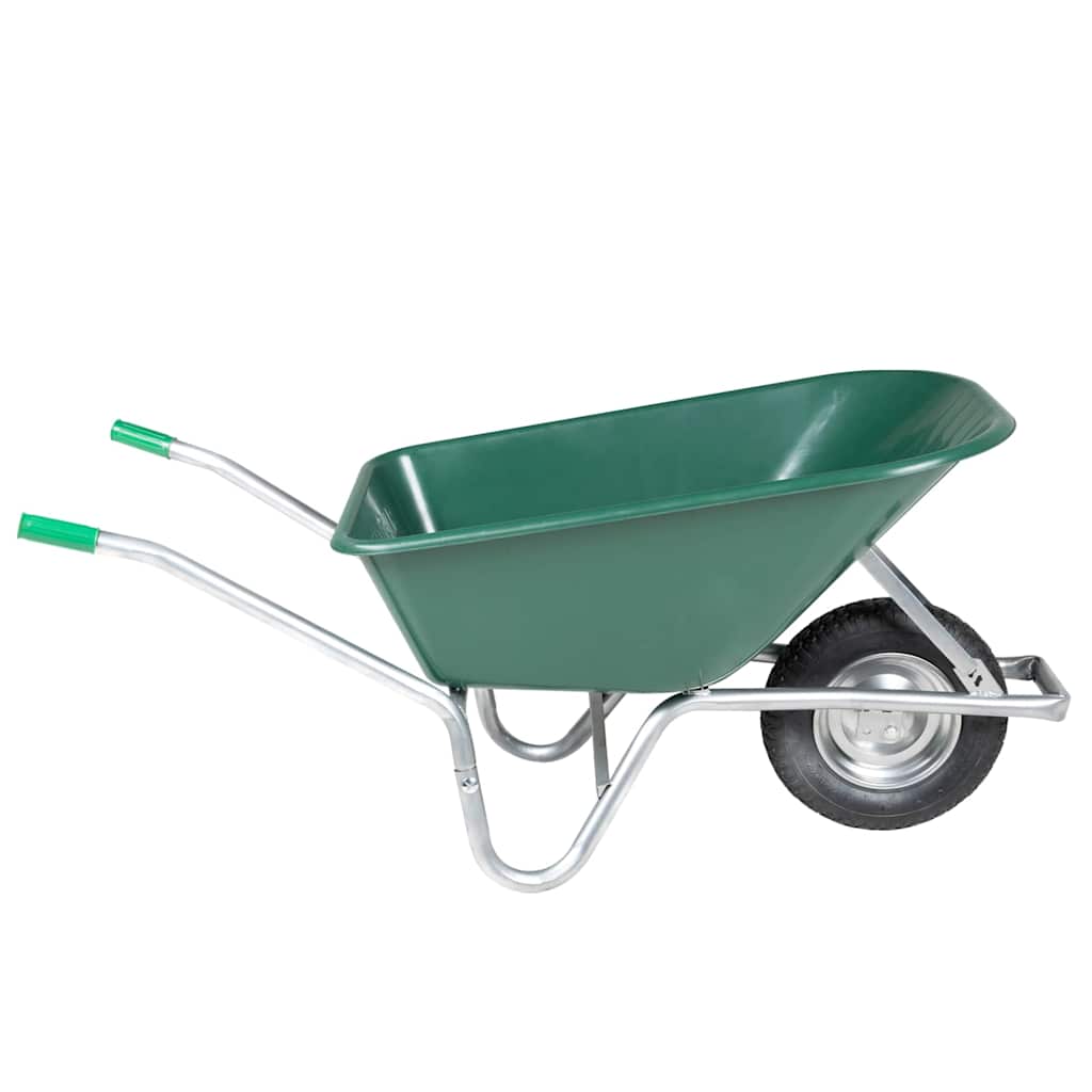 vidaXL Wheelbarrow Green 90 L 150 kg Galvanised Steel and Plastic - Brown