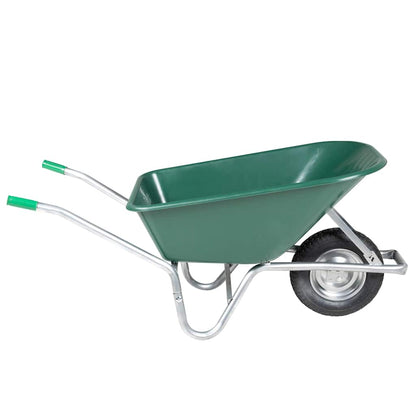 vidaXL Wheelbarrow Green 90 L 150 kg Galvanised Steel and Plastic - Brown