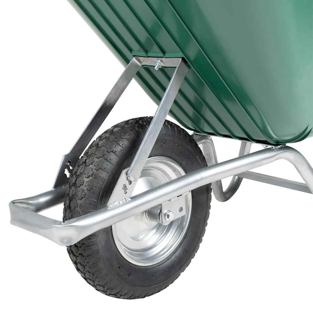 vidaXL Wheelbarrow Green 90 L 150 kg Galvanised Steel and Plastic - Brown