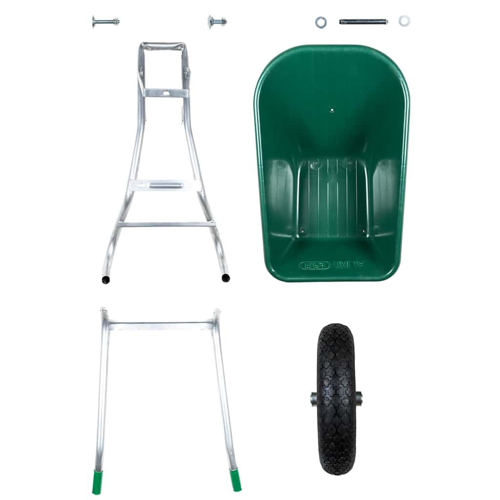 vidaXL Wheelbarrow Green 90 L 150 kg Galvanised Steel and Plastic - Brown