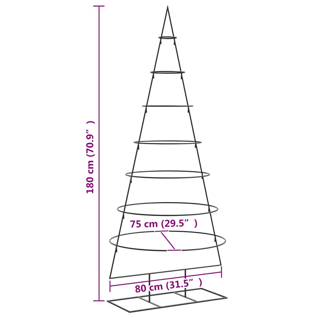 vidaXL Metal Christmas Tree for Decoration Black 180 cm