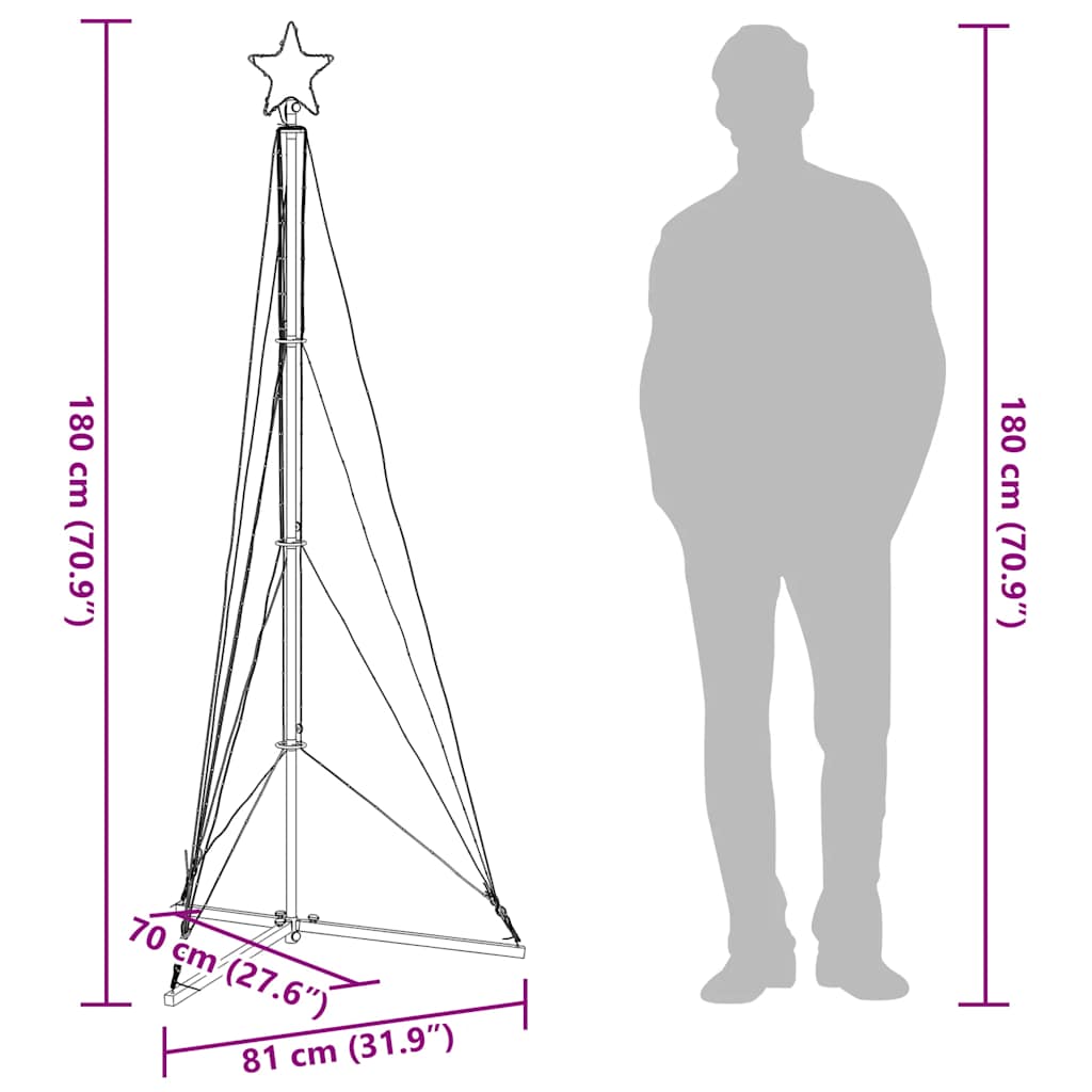 vidaXL LED Christmas Tree 363 LEDs Warm White 182 cm - 180 cm - 55466
