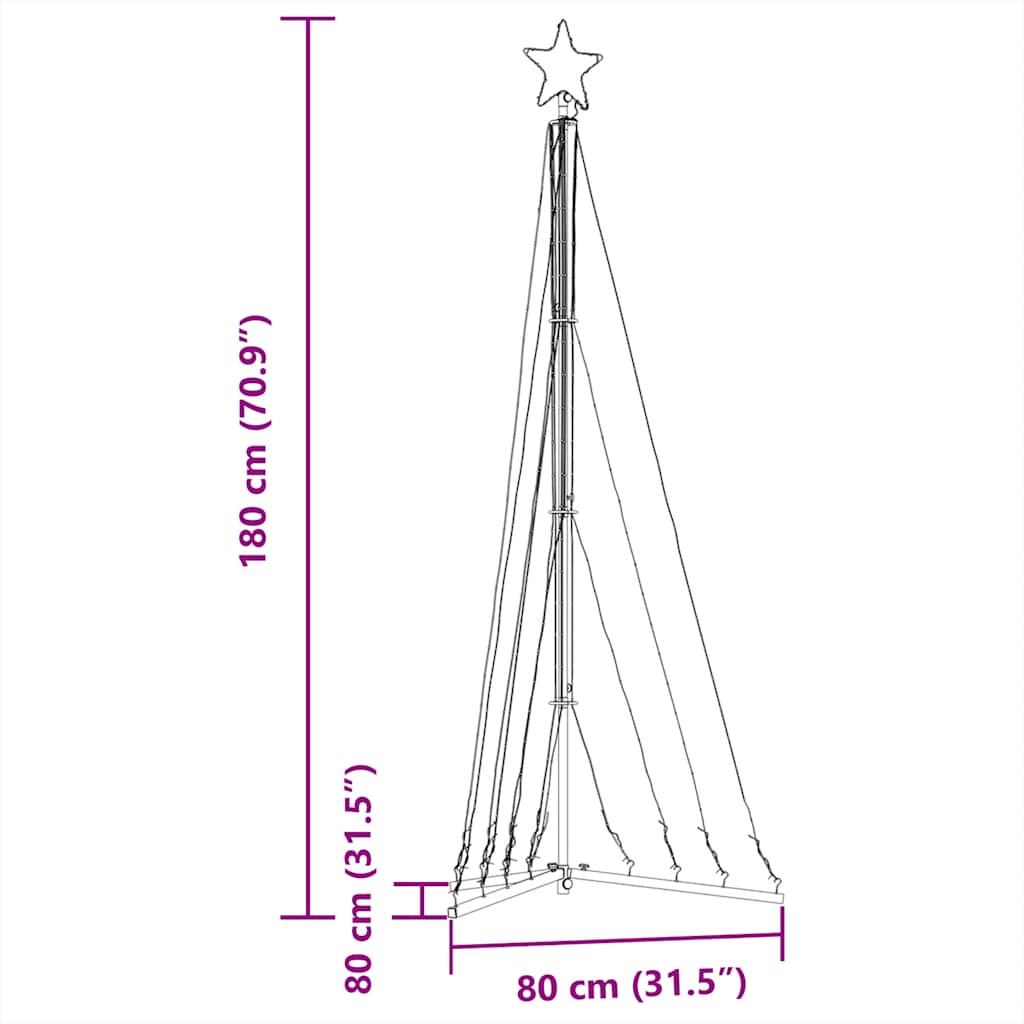 vidaXL LED Christmas Tree 339 LEDs Warm White 187 cm - 180 cm