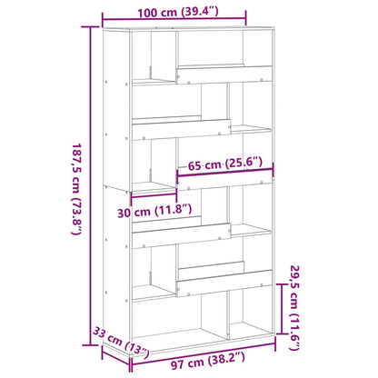 vidaXL Bookcase Old Wood 100x33x187,5 cm Engineered Wood - Brown