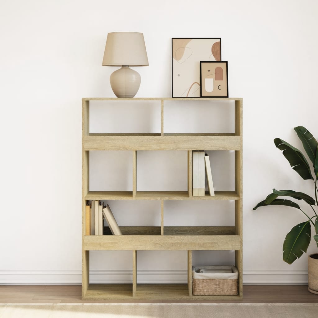 vidaXL Bookcase Sonoma Oak 100x33x125.5 cm Engineered Wood - Brown