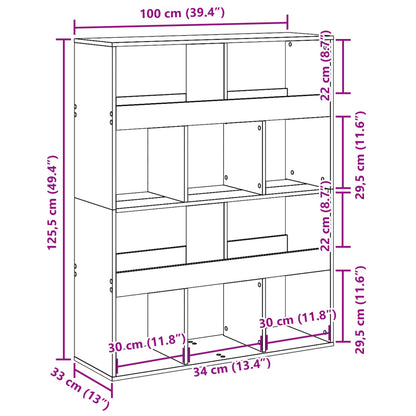 vidaXL Bookcase Sonoma Oak 100x33x125.5 cm Engineered Wood - Brown