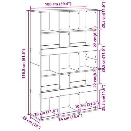 vidaXL Bookcase Grey Sonoma 100x33x156.5 cm Engineered Wood