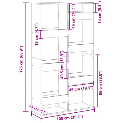 vidaXL Bookcase Brown Oak 100x33x175 cm Engineered Wood