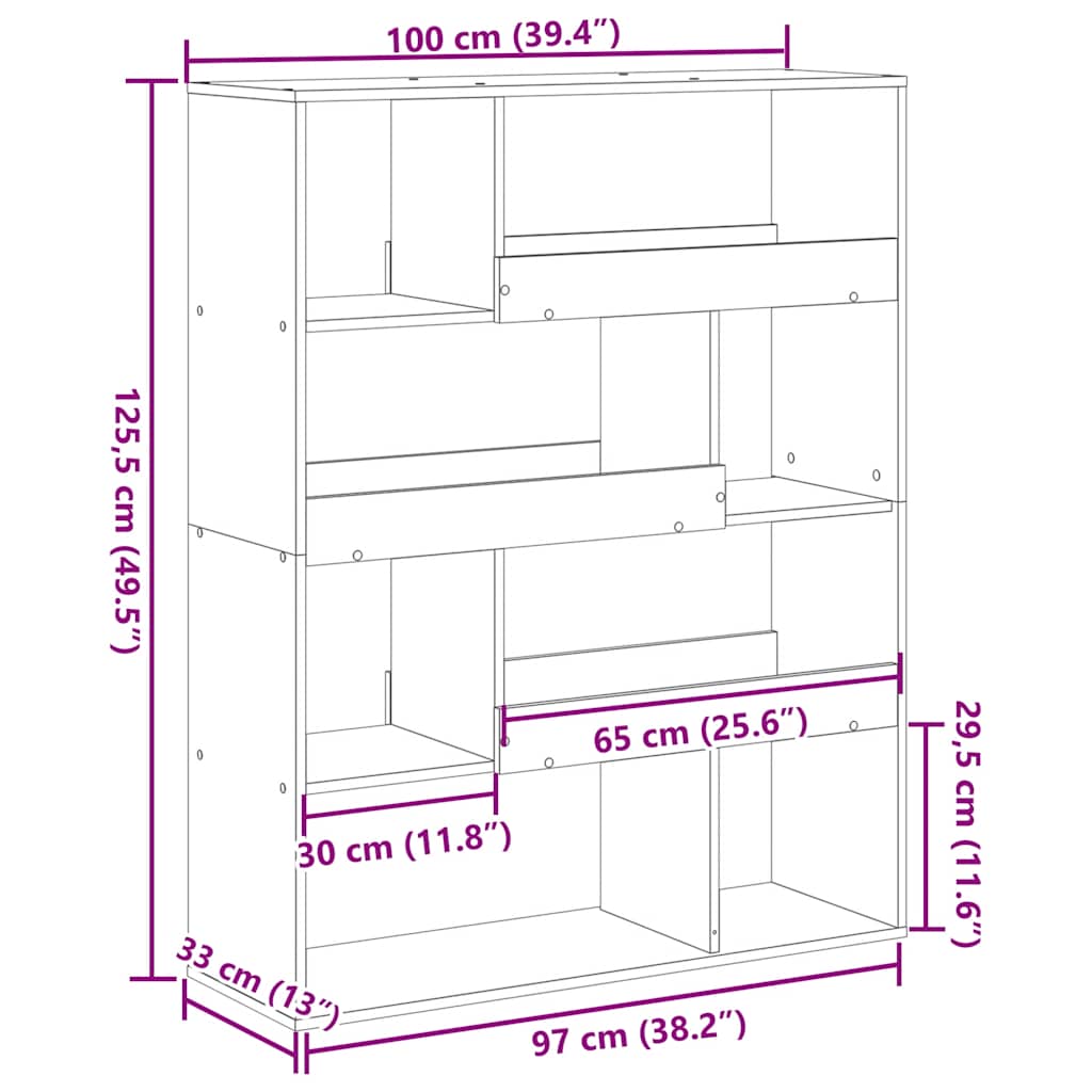 vidaXL Room Divider Concrete Grey 100x33x125.5 cm Engineered Wood