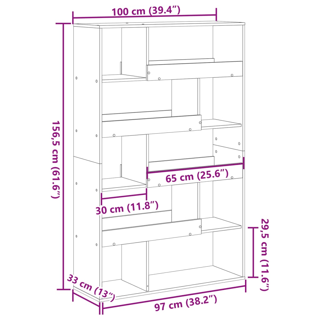 vidaXL Room Divider Concrete Grey 100x33x156.5 cm Engineered Wood