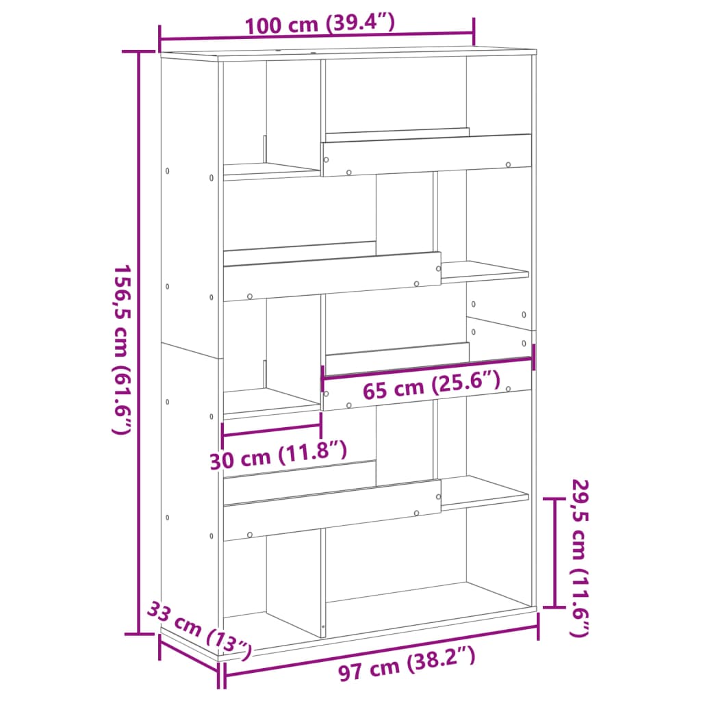 vidaXL Room Divider Old Wood 100x33x156.5 cm Engineered Wood - Brown