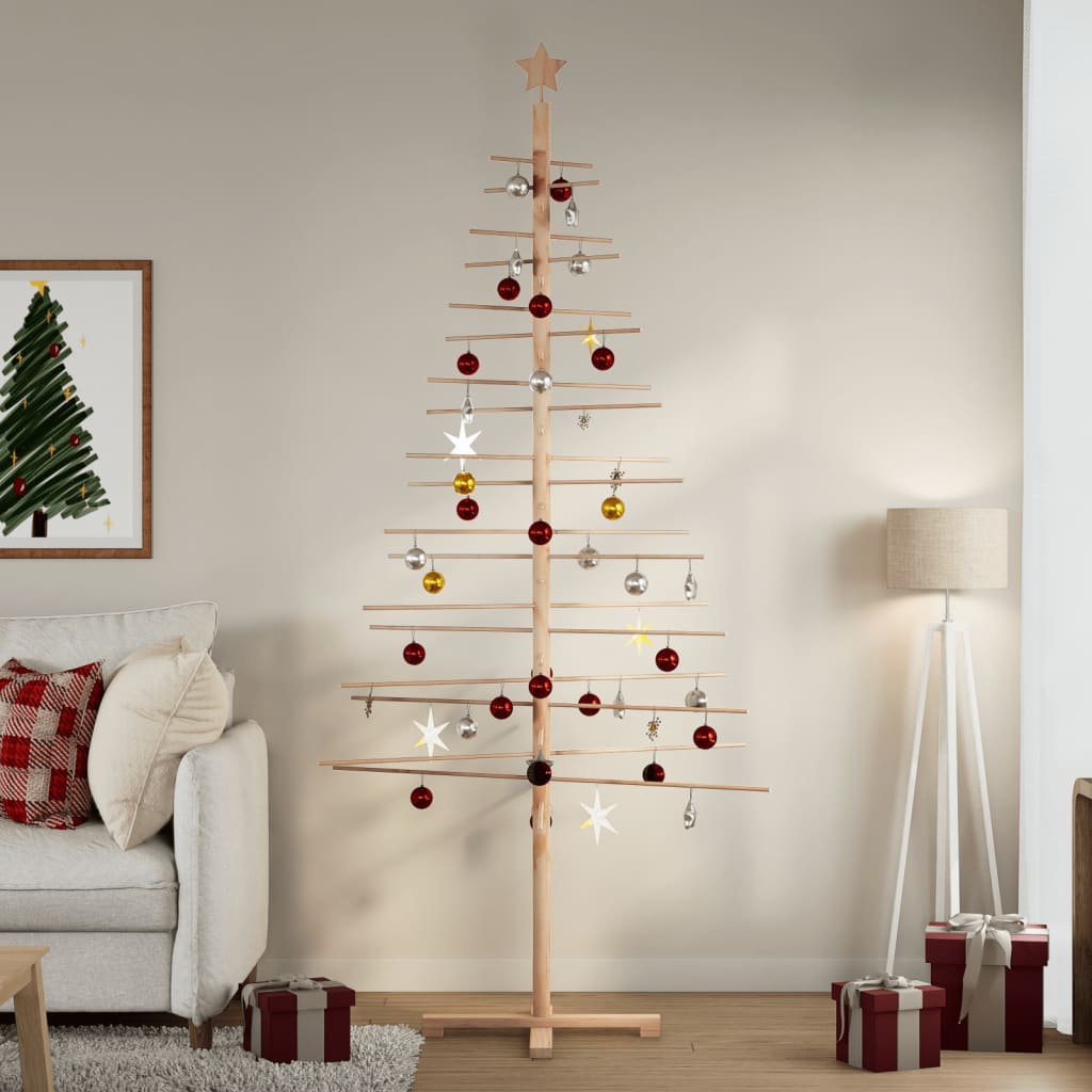vidaXL Wooden Christmas Tree Bamboo Natural with Unfinished - Brown - 210 cm