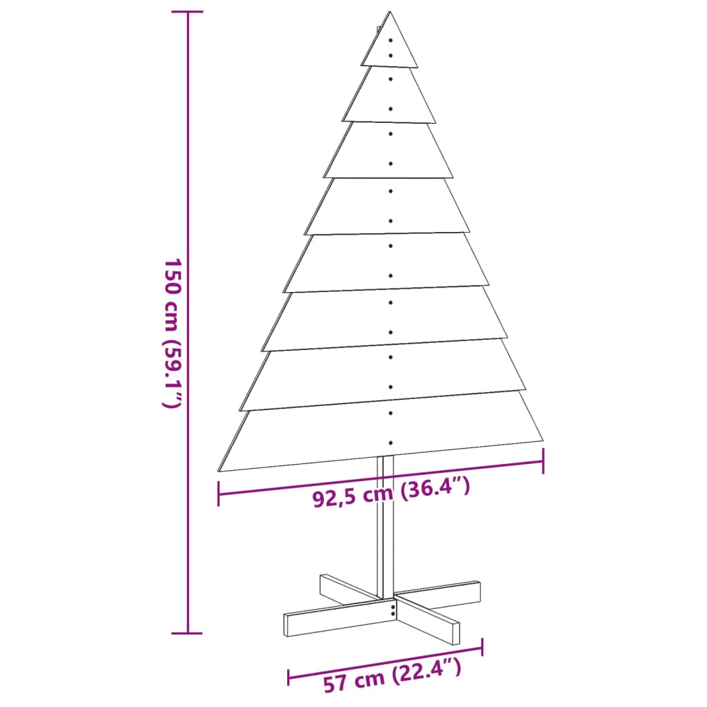 vidaXL Wooden Christmas Tree for Decoration 150 cm Solid Wood - Brown