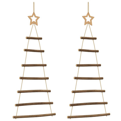 vidaXL Hanging Christmas Trees with Top Stars 2 pcs 42x90 cm Natural Branch