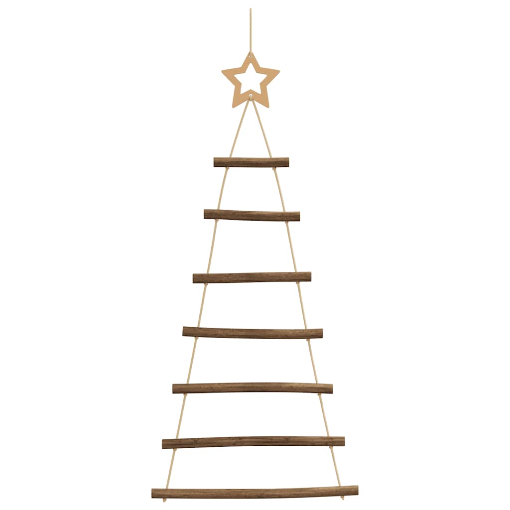 vidaXL Hanging Christmas Trees with Top Stars 2 pcs 42x90 cm Natural Branch