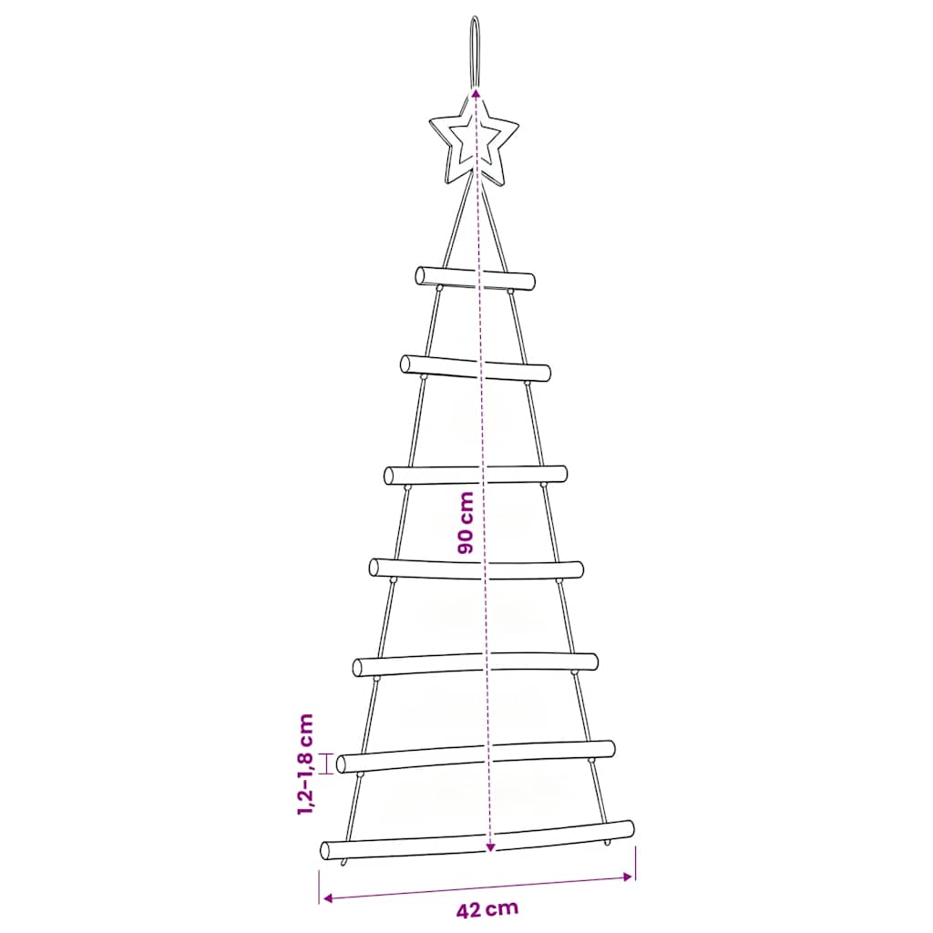 vidaXL Hanging Christmas Trees with Top Stars 2 pcs 42x90 cm Natural Branch