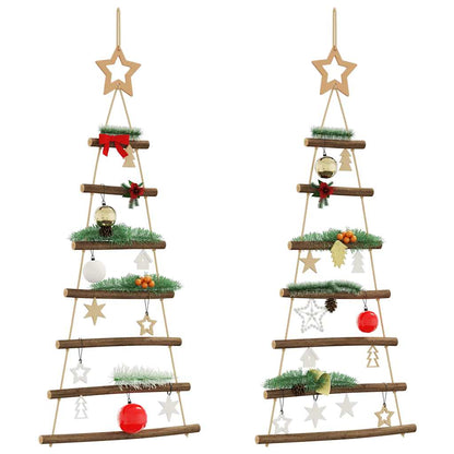 vidaXL Hanging Christmas Trees with Top Stars 2 pcs 42x90 cm Natural Branch