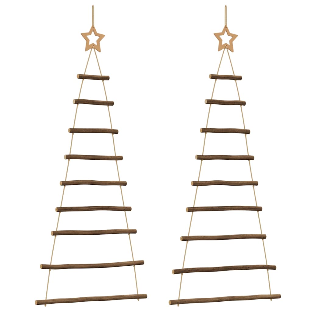 vidaXL Hanging Christmas Trees with Top Stars 2 pcs 55x120 cm Natural Branch