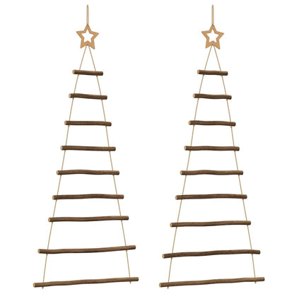 vidaXL Hanging Christmas Trees with Top Stars 2 pcs 55x120 cm Natural Branch