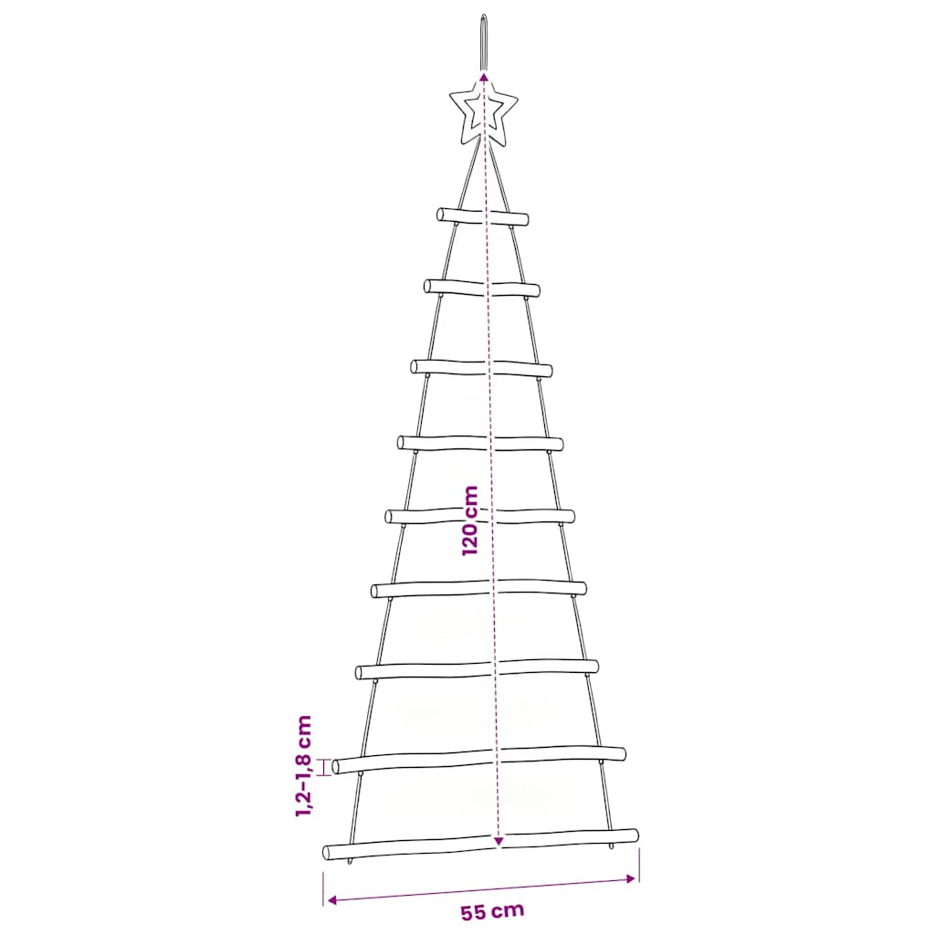 vidaXL Hanging Christmas Trees with Top Stars 2 pcs 55x120 cm Natural Branch