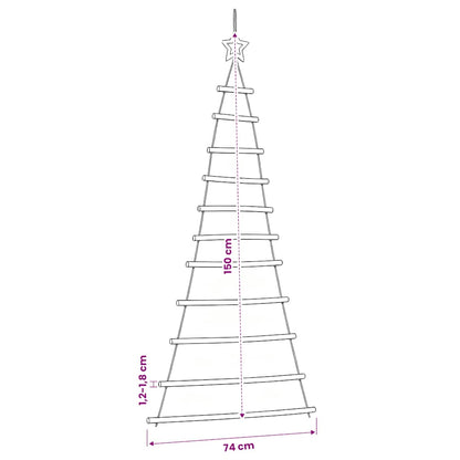 vidaXL Hanging Christmas Tree with Top Star 74x150 cm Natural Branch